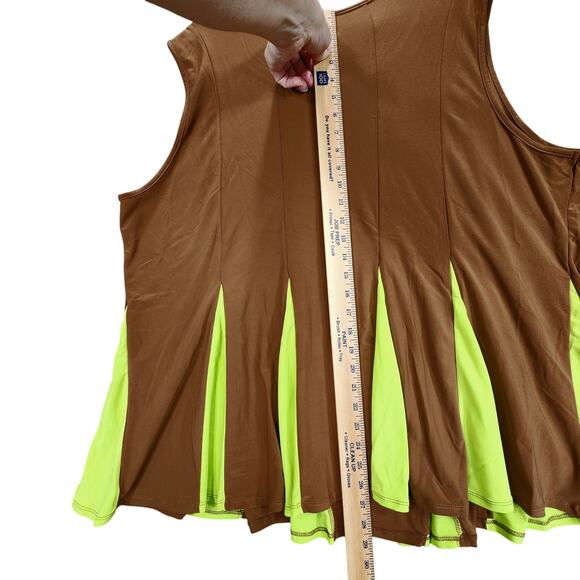 Attitudes by Renee 3X Women Brown Lime Green Peplum Hem Stretch Slinky Knit NEW - Picture 8 of 11